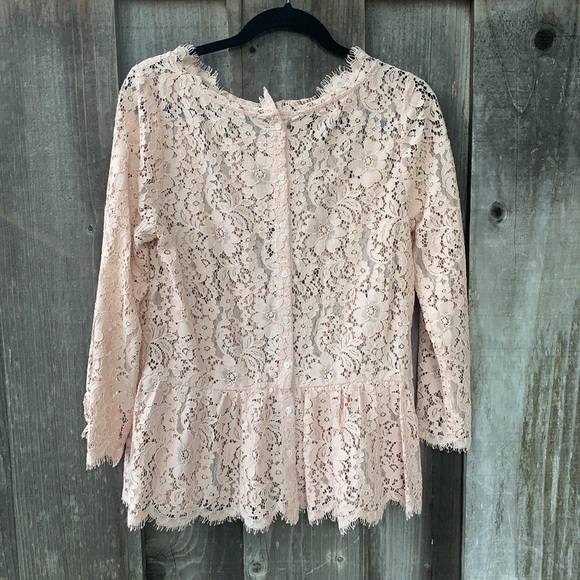 {Joie} Beautiful Blush lace blouse top - Picture 5 of 9